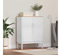 Teenpull Buffet Floro blanc en bois massif de pin 70 x 30 x 70,5 cm avec 2 portes à charnières, espace de rangement spacieux pour salon, salle à manger, chambre à coucher, design moderne