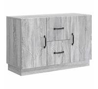 Teenpull Buffet gris Sonoma 89 x 34,5 x 57 cm avec 2 tiroirs et 2 portes, étagère polyvalente pour salon, salle à manger, bureau, couloir, espace de rangement et étagère