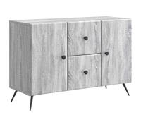 Teenpull Buffet gris Sonoma - 89 x 34,5 x 60 cm - Avec 2 tiroirs - 2 portes - Rangement polyvalent pour salon, salle à manger, bureau et couloir - Design moderne - Rangement