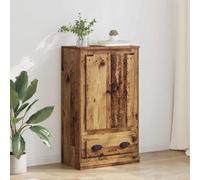 Teenpull Buffet haut en bois vieilli - 60 x 35,5 x 103,5 cm - Avec tiroir et 2 portes - Buffet moderne pour salon, salle à manger, bureau, espace de rangement et étagère - Design vintage