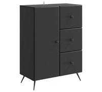 Teenpull Buffet noir en bois 66 x 34,5 x 90 cm avec tiroirs et porte, buffet et commode moderne pour salon, salle à manger, bureau, rangement polyvalent et étagère