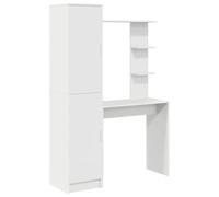 Teenpull Bureau Blanc 2 pcs en Bois d'ingénierie Durable avec étagères et Portes à charnières, Bureau d'angle pour Bureau à Domicile, Bureau Informatique Fonctionnel et Espace de Rangement optimisé