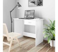 Teenpull Bureau Blanc en Bois d'ingénierie 100 x 50 x 76 cm avec tiroir, Bureau d'ordinateur Compact, Bureau de Coin Pratique pour Espace Bureau à Domicile, Table de Travail Facile à Nettoyer