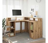 Teenpull Bureau d’Angle chêne Artisanal en Bois d’ingénierie avec lumières LED réglables, Grand Espace de Rangement, Design Compact pour Bureau à Domicile ou Gaming