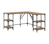 Teenpull Bureau d'angle en L chêne Artisanal 139 x 139 x 75 cm Bois d'ingénierie avec étagères Grand Espace de Stockage pour Bureau à Domicile ou Gaming