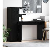 Teenpull Bureau en Bois d'ingénierie chêne Noir 2 pcs avec Rangement Porte à charnières et étagères, Bureau d'ordinateur et Bureau de Bureau pour Espace de Travail à Domicile