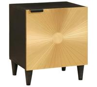 Teenpull Cabinet de Chevet Noir et Or en Bois d'acacia Massif 40 x 33,5 x 46 cm, Table de Nuit Robuste avec Rangement Pratique, Meuble d'appoint pour Chambre et Salon, Design Rustique élégant