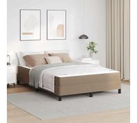 Teenpull Cadre de lit avec matelas Cappuccino 140 x 190 cm Tissu Lit tapissé moderne avec sommier à lattes, lit double chaise longue pour chambre à coucher, structure en bois durable