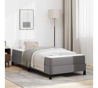 Teenpull Cadre de lit avec matelas, gris, 90 x 190 cm, tissu, sommier à lattes, lit simple, lit rembourré moderne pour chambre à coucher, lit d'appoint confortable et d'invité