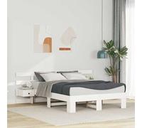 Teenpull Cadre de lit avec tête de lit blanc en pin massif 135 x 190 cm, sommier à lattes plate-forme, lit double stable, lit moderne en bois pour chambre à coucher, espace de couchage durable