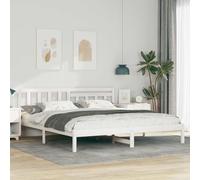 Teenpull Cadre de lit avec tête de lit blanc en pin massif 180 x 200 cm Super King Size sommier à lattes stable et facile à monter pour un sommeil paisible