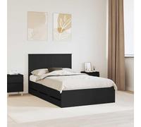 Teenpull Cadre de lit avec tiroirs noir en bois d'ingénieur - 120 x 190 cm - Meuble de chambre moderne avec espace de rangement - Cadre de lit en bois solide - Avec tête de lit