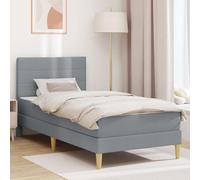 Teenpull Cadre de lit capitonné gris 90 x 200 cm polyester avec sommier à lattes et matelas, construction contreplaqué, 206 x 94 x 96 cm, utilisation intérieure pour chambre à coucher et chambre