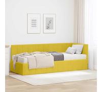 Teenpull Cadre de lit d'angle avec matelas et tête de lit en velours jaune, 204 x 84 x 72 cm, avec matelas à fermeté moyenne 80 x 200 cm, contreplaqué stable, lit moderne pour chambre à coucher, lit