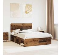 Teenpull Cadre de lit en pin massif 150 x 200 cm avec sommier à lattes, cadre de lit en bois stable, cadre de lit moderne et chic pour chambre à coucher, lit double avec tête de lit, meuble de