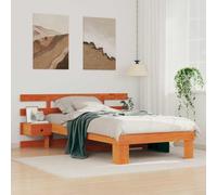 Teenpull Cadre de lit marron ciré en pin massif 100 x 200 cm avec sommier à lattes, cadre de lit stable en bois pour chambre à coucher, montage facile, lieu de repos durable, design moderne