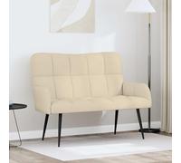 Teenpull Canapé 2 places en tissu crème 115 x 61 x 87 cm avec cadre en métal et pieds noirs, meubles pour salon, chambre à coucher, meubles rembourrés, canapé, fonction relaxation, intérieur