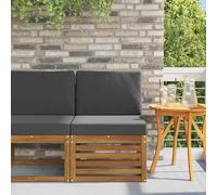 Teenpull Canapé central d'extérieur en acacia massif naturel, canapé de jardin avec coussin anthracite, module résistant aux intempéries pour terrasse, balcon, jardin d'hiver, peu encombrant pour se