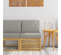 Teenpull Canapé central d'extérieur en bois d'acacia blanc avec rembourrage gris clair, module lounge résistant aux intempéries, partie centrale 63 x 59 x 73 cm, canapé de jardin pour terrasse, balcon