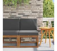 Teenpull Canapé central d'extérieur en bois d'acacia massif naturel, module de salon, partie centrale pour canapé de jardin, élément de canapé résistant aux intempéries avec coussin pour terrasse