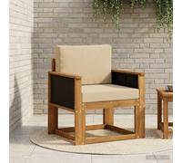 Teenpull Canapé central d'extérieur en bois d'acacia massif naturel, résistant aux intempéries, avec rembourrage et coussin, module de salon pour terrasse, balcon, jardin d'hiver, extérieur, peu