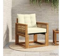 Teenpull Canapé central d'extérieur en bois d'acacia massif, textilène résistant aux intempéries, 1 place avec coussin, module de salon, partie d'angle, partie centrale pour terrasse, balcon, jardin