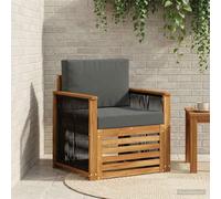 Teenpull Canapé central d'extérieur naturel en bois d'acacia massif avec coussin anthracite, canapé de jardin résistant aux intempéries pour terrasse, balcon, patio, module lounge pour extérieur, 1