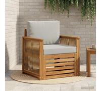 Teenpull Canapé central d'extérieur naturel en bois d'acacia massif, module de salon avec rembourrage résistant aux intempéries, coussin et dossier pour terrasse, balcon, jardin d'hiver, extérieur