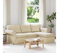 Teenpull Canapé d'angle en tissu crème 215 x 138 x 80 cm avec cadre en métal, meuble rembourré pour salon et chambre à coucher, 3 places avec design modulaire et housse amovible
