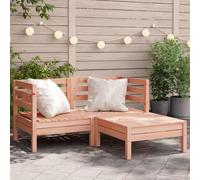 Teenpull Canapé de jardin 2 places avec tabouret en bois massif Douglas, module lounge avec partie d'angle et partie centrale, résistant aux intempéries, pour terrasse, balcon, patio, extérieur, 127 x