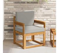 Teenpull Canapé d'extérieur en bois d'acacia massif avec coussin en polyester, fauteuil lounge modulaire pour terrasse, balcon, jardin d'hiver, partie centrale résistante aux intempéries avec