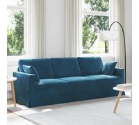 Teenpull Canapé en velours bleu, 228 x 78 x 80 cm, cadre en métal, assise ergonomique, accoudoirs en bois, pour salon et chambre à coucher, modulaire, facile d'entretien, intérieur