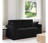 Teenpull Canapé en velours noir 158 x 78 x 80 cm avec cadre en métal, accoudoirs en bois et pieds en plastique, meuble rembourré ergonomique pour salon, chambre à coucher et chambre d'amis, 2 places