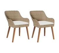 Teenpull Chaise de Jardin 2 pcs Beige 62,5 x 55 x 82 cm polyrotin résistante aux intempéries Design Moderne pour terrasse extérieur Confort