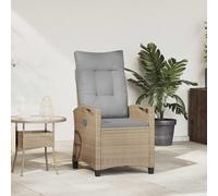 Teenpull Chaise de jardin réglable beige et gris clair en rotin synthétique avec cadre en acier 56 x 60 x 112 cm Table pliante résistante aux UV Chaise d'extérieur pour terrasse, balcon et jardin
