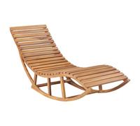 Teenpull Chaise Longue à Bascule en Bois de Teck Solide avec Coussin Bleu Royal 60x180x73 cm Chaise Lounge Outdoor idéale pour Patio, Plage, Jardin, Relaxation zéro gravité