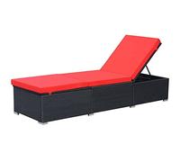 Teenpull Chaise Longue avec Coussin en résine tressée Noire, Cadre Acier Robuste, Dimensions 195x60x31 cm, Chaise Lounge Outdoor réglable Double côté pour Patio et Plage Confort Optimal