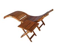Teenpull Chaise Longue de Jardin en Bois d'acacia Massif avec Coussin Bleu Royal et Table Pliante, Chaise Lounge Outdoor Ergonomique pour Patio, Piscine et détente Confortable