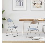 Teenpull Chaise Pliante 2 pcs Gris Simili Cuir 48 x 43,5 x 81 cm avec Cadre Acier, siège rembourré, Set de chaises Salle à Manger et Cuisine Modernes, Gain de Place et Confort Durable