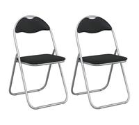 Teenpull Chaise Pliante 2 pcs Noir et Gris 48 x 43,5 x 81 cm Simili Cuir et Acier, Set de chaises Modernes pour Salle à Manger et Cuisine, Gain de Place Confortable et Durable