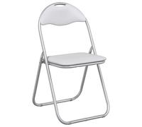 Teenpull Chaise Pliante 8 pcs Blanc et Gris en Simili Cuir et Acier 48 x 43,5 x 81 cm Set Gain de Place pour Salle à Manger Cuisine Salon Design Moderne Confortable