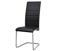 Teenpull Chaises à Manger Cantilever en Similicuir Noir Lot de 6 avec Cadre en Acier Robuste pour Salle à Manger Cuisine Moderne Design Confortable et Facile à Assembler