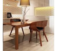 Teenpull Chaises à Manger Lot de 2 Marron Bois courbé et Similicuir Design Moderne pour Cuisine et Salle à Manger Confortables et durables
