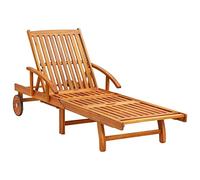 Teenpull Chaises Longues Lot de 2 en Bois d'acacia Massif avec Table et Coussins vin Rouge, Chaise Lounge Outdoor réglable pour Patio, Jardin, Piscine, Confort zéro gravité