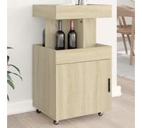 Teenpull Chariot de bar en chêne Sonoma - 50 x 41 x 89 cm - En bois - Chariot de service avec roulettes - Armoire de buffet de cuisine - Rangement de salle à manger - Durable
