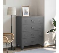 Teenpull Commode industrielle avec tiroirs, anthracite, métal, 78 x 40 x 93 cm, espace de rangement, pour chambre à coucher, salon, couloir, idée de rangement, peu encombrante, robuste, moderne
