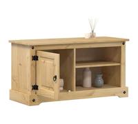 Teenpull Corona Meuble TV en pin massif 100 x 40 x 52 cm avec espace de rangement et poignées en métal, planche multimédia pratique pour salon, home cinéma et hi-fi, commode stable avec étagère et