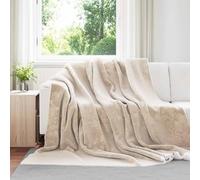Teenpull Couverture polaire beige 220 x 240 cm - Couverture douce pour canapé, lit et salon - Couverture légère idéale comme couvre-lit, couverture de voyage et couverture de pique-nique pour