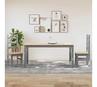 Teenpull Ensemble à Manger Panama 3 pcs Gris Bois de pin Massif, Table 160x80 cm, 2 chaises Robustes, Design Minimaliste, idéal Cuisine Salle à Manger, Finition Cire Miel Durable