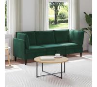 Teenpull Ensemble de 3 meubles de salon en velours vert foncé avec coussins, cadre en contreplaqué, 210 x 70 x 82 cm, ensemble de salon ergonomique avec espace de rangement pour l'intérieur